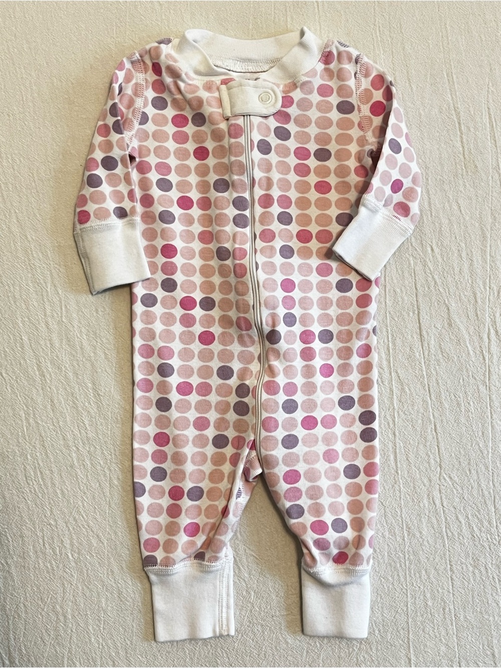 Hanna Andersson Organic Cotton Pink Polka Dot Full Zip Sleeper Pajamas Girls 0-6